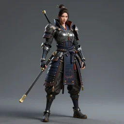 full body portrait of a cyberpunk samurai, epic, beautiful, 8 k, hyper detailed, vivid, ultra detailed, highly detailed, character design - h 7 6 8