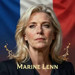 Portrait of Marine le Pen , french emperor, heroic, tricolor background, amazing splashscreen artwork, splash art, head slightly tilted, natural light, elegant, intricate, fantasy, atmospheric lighting, cinematic, matte painting, detailed face, by Greg rutkowski