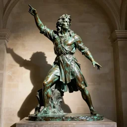 Une statue monumentale en plein-pied de Gandalf, contrapposto, bronze poli, fonte à la cire perdue, Musée du Louvre catalog