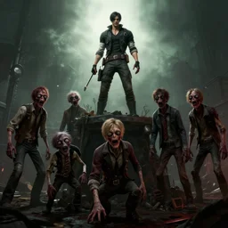 Resident Evil 2 remake screenshot, the zombies are muppets, Leon is too damn high, trending on Artstation, 8K, ultra wide angle, pincushion lens effect