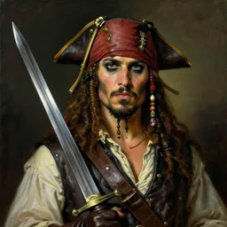 Painting by Craig Mullins of a Pirate with a sword