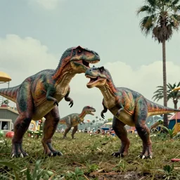 dinosaurs rudy giuliani directed by wes anderson, cinestill 8 0 0 t, 1 9 8 0 s movie still, film grain