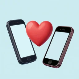 Two phones heart through the air. illustrating. by Greg Rutkowski