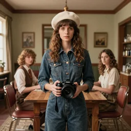 portrait of a retro dining room, depth of field, zeiss lens, detailed, symmetrical, centered, fashion photoshoot, by nicoletta ceccoli, mark ryden, lostfish, breathtaking, 8 k resolution, extremely detailed, beautiful, establishing shot, artistic, hyperrealistic, octane render