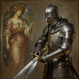 a medieval knight cleaning his sword, intricate, highly detailed, digital painting, artstation, concept art, smooth, sharp focus, illustration, unreal engine 5, 8 k, art by artgerm and greg rutkowski and alphonse mucha