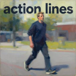 louis theroux, painting by phil hale, 'action lines'!!!, graphic style, visible brushstrokes, motion blur, blurry