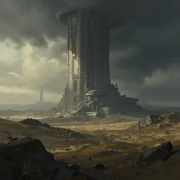 sci-fi landscape concept art, by jordan grimmer, dramatic lighting