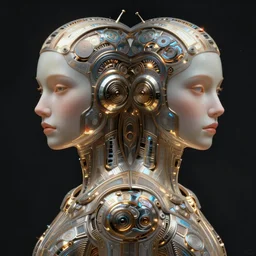 symmetry!! portrait of android, tech wear, scifi, glowing lights!! intricate elegant, highly detailed, digital painting, artstation, concept art, smooth, sharp focus, illustration, art by artgerm and greg rutkowski and alphonse mucha