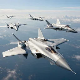 fleet of fighter spacecrafts, hyper realistic, 4 k
