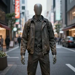 an unreal engine mannequin in a street in tokyo