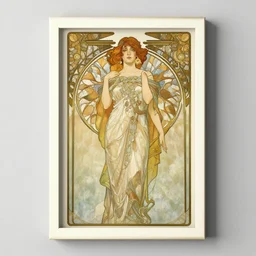 an art deco painting with an elegant border illustrated by tamara de lempick, georges lepape and by alphonse mucha | studio lighting | digital painting, stunning lighting, trending on artstation