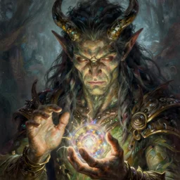 close - up torso portrait of evil druid - fantasy painting, magic spell, highly detailed, by frank frazetta, keith parkinson and greg rutkowski and aleksandra skiba