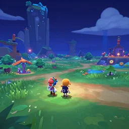 a landscape in the night of video game splatoon 3, beautiful scene,