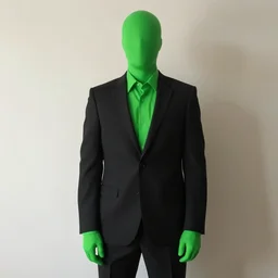 faceless!!!!!!!! green man wearing a black suit