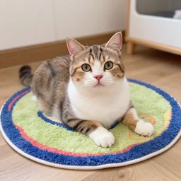 “ a cute cat on a rug vaporwave”