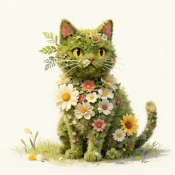 a cat made up of flowers. jean michel bihorel