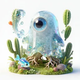 smurf ghost creature animal sushi cristal very big eye roots cactus elemental flush of force nature micro world fluo fishscale, behance hd by jesper ejsing, by rhads, makoto shinkai and lois van baarle, ilya kuvshinov, rossdraws global illumination