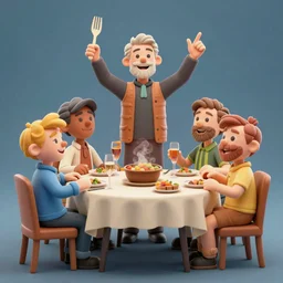 a happy mafia family celebrating having dinner around a table, 3 d render octane, trending on artstation