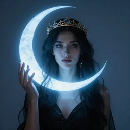 Artemixel, the modern reincarnation of the old selenium god of hunt and moon, also known as Artemis the Selene, carrying the Crown of the Crescent Moon, wich has a bright and slightly bluish crescent like the brightness of the night. Portrait by Nicola Samuri