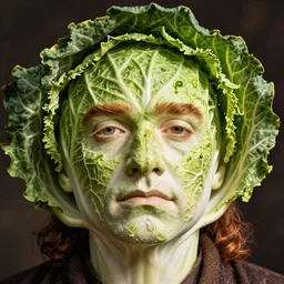 jonny rotten's face made out of cabbage, photo realism