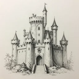 pencil sketch of a castle of death