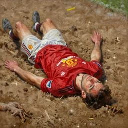 a detailed portrait painting of joel glazer drowning in quicksand, manchester united