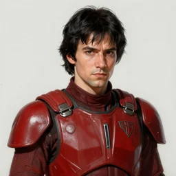 portrait of a man by greg rutkowski, jedi knight roan fel, black hair, star wars expanded universe, he is about 3 0 years old, wearing the red tactical gear of the galactic triunvirate, highly detailed portrait, digital painting, artstation, concept art, smooth, sharp foccus ilustration, artstation hq