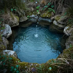 water pond, in style of Chris Cold