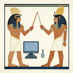 ancient egyptian art showing a computer