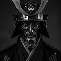 portrait old samurai hero, cyberpunk style, surreal, french baroque style by alexander mcqueen, leica 1 9 2 0, black and white