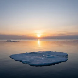 arctic sunset ocean with ice in the water