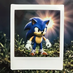medical instax polaroid film still of a sonic the hedgehog blue swamp creature with fangs and claws, faded glow, anomorphic lens flare, creepypasta