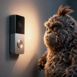 big chungus staring at a ring doorbell
