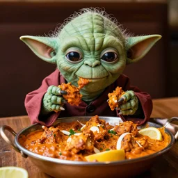 yoda eating chicken tikka masala