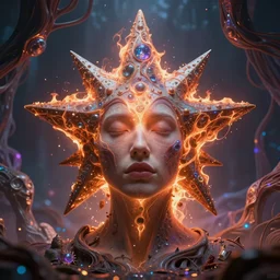 portrait ultra dimensional star entity, accidentally tripping on dmt and acid, psychedelic experience, overwhelming psychosis of self realization and burning awakening, ultra high definition, unreal engine 5, hyperrealism, masterpiece composition, by barclay shaw 8 k photorealistic