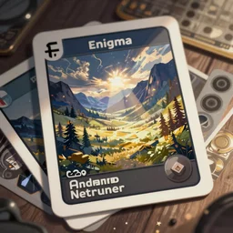 Enigma, digital painting, card game illustration, Android Netrunner