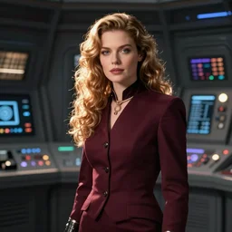 The Rock as the Doctor in his burgundy costume in the Tardis secondary control room