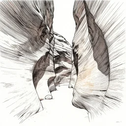 slot canyons by moebius, minimalist ink drawing with long lines
