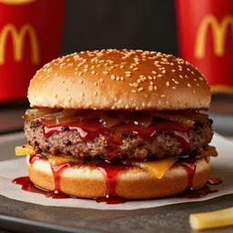 mcdonalds hamburger covered in blood, commercial photography