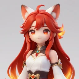 detailing character concept portrait 3 d render of cute neko girl, high fantasy, elegant, redhead, fire hair, art station, pixiv, trending, editor's pickup