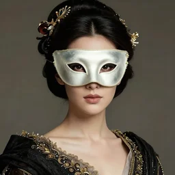 portrait of a beautiful female wearing a mask, elegant, fancy clothing, inspired by westworld, hair ornaments, highly detailed, full - color, beautiful, mesmerizing, concept art, artstation, trending, by hidetaka miyazaki, akio watanabe, ito ogure, vofan, greg rutkowski, victo ngai, artgerm