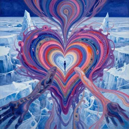 a psychedelic realm in an icy land untethered from all natural law wrapped in love and understanding at the end of all known existence by petros afshar ross tran tom whalen peter mohrbacher artgerm lisa frank hr giger bob ross