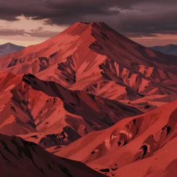 landscape wih red mountains, by akira toriyama