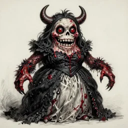 grunge drawing of a cartoon bloody monster by - Zdzisław Beksiński , corpse bride style, horror themed, detailed, elegant, intricate