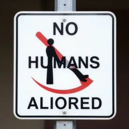 no humans allowed store pictogram, street sign,