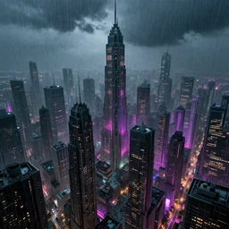 brutalist fractal mega city by arnold bocklin, distopic, megalopolis, megalophobia, neon lights, depressing, rain, raytracing