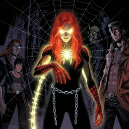 the luminous spider above him blinked off : the redhead lowered one hand from the chains hanging to his belly. by marc simonetti, hugh ferriss, james paick, greg rutkowski, aaron horkey