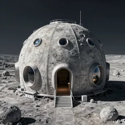 brutalist moon base 4K photo