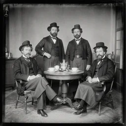 a daguerrotype of friends sitcom in a very early film stock, 1 8 0 0 s, vintage