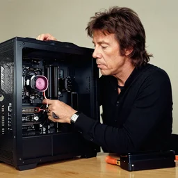 mick Jagger building a pc.